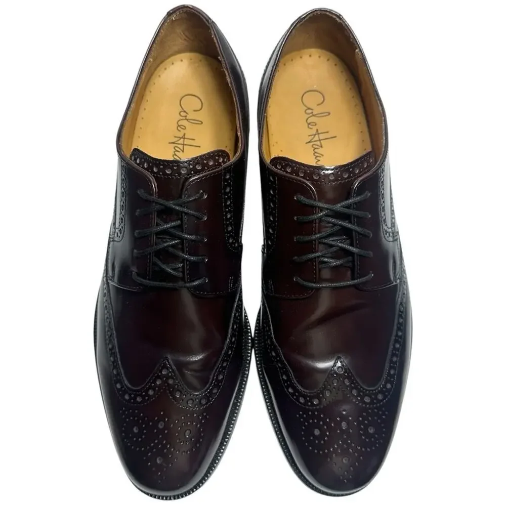 Cole Haan Vintage 11 Dark Burgundy Brown Leather Oxford Wingtip Brogue Shoes